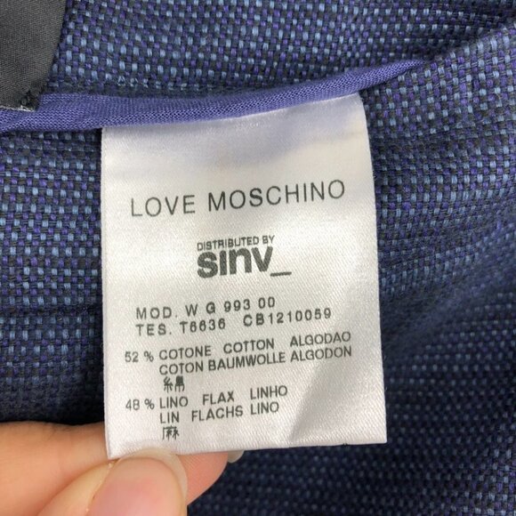 Love Moschino Blue Knee Length Cotton Linen Blend Pencil Skirt size 2 - Picture 12 of 16